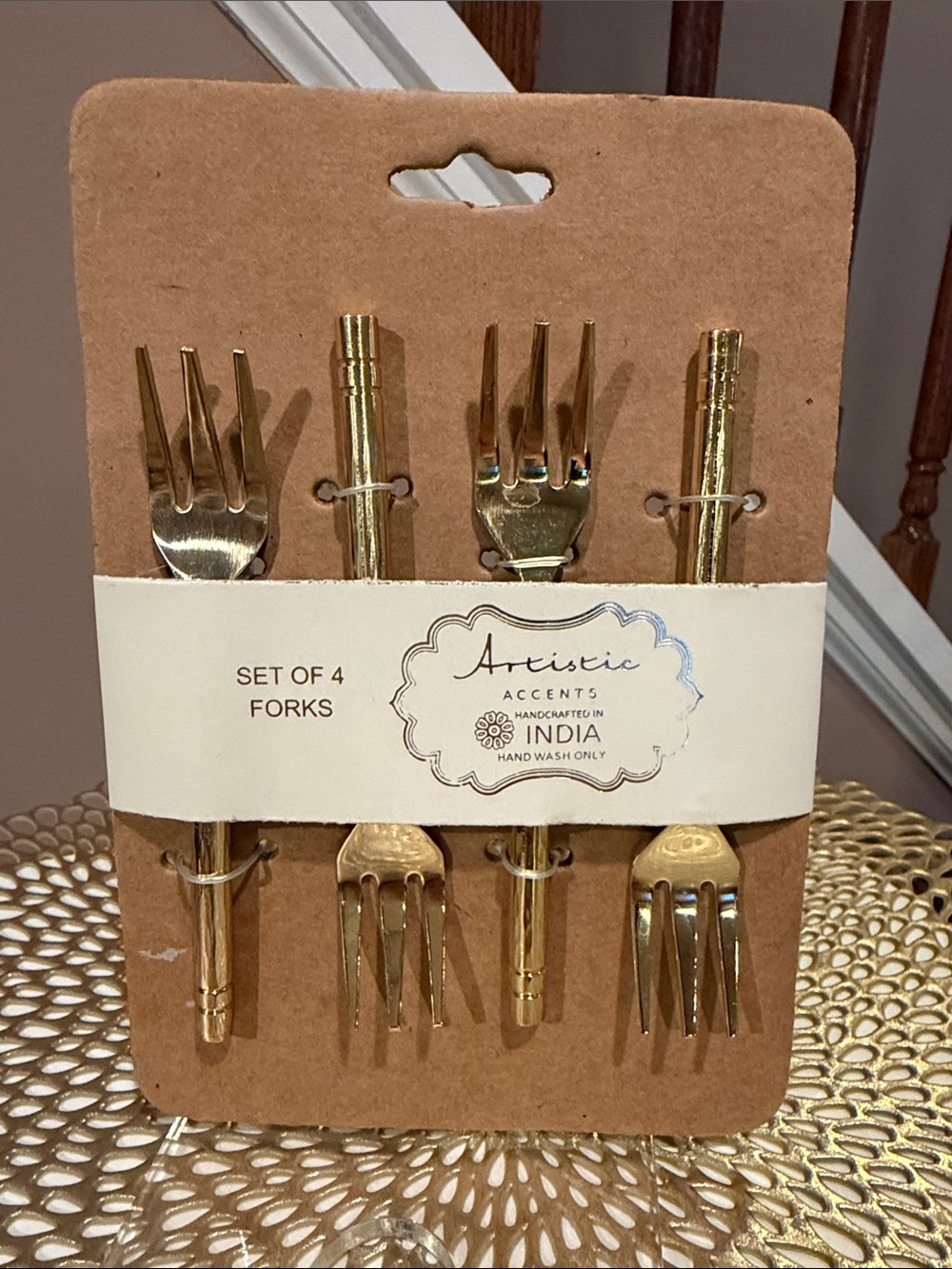 Artistic Accents Handcrafted Gold Finish Fork Set of 4